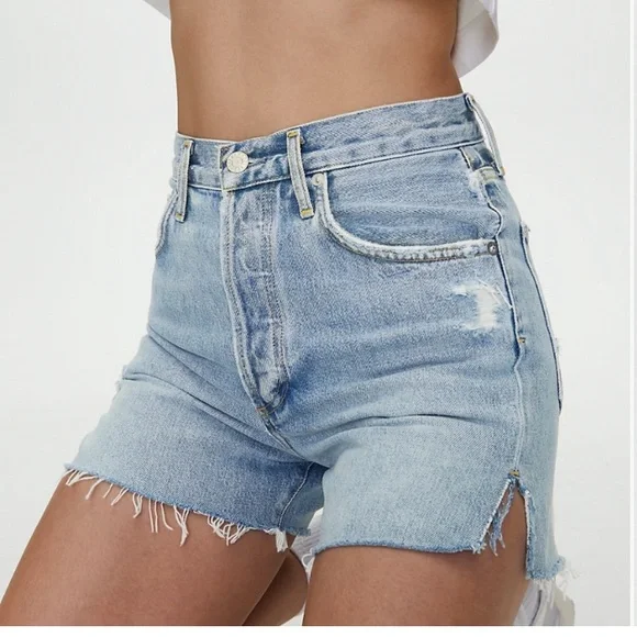 Agolde Denim High Rise Shorts - Ricochet - Picture 3 of 8